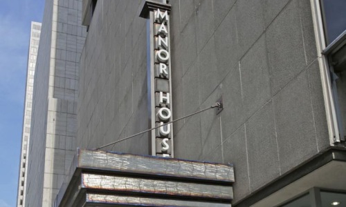 a building with a sign on the front